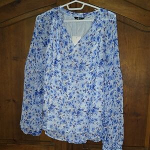 Elegant Floral V-Neck Women's Blouse